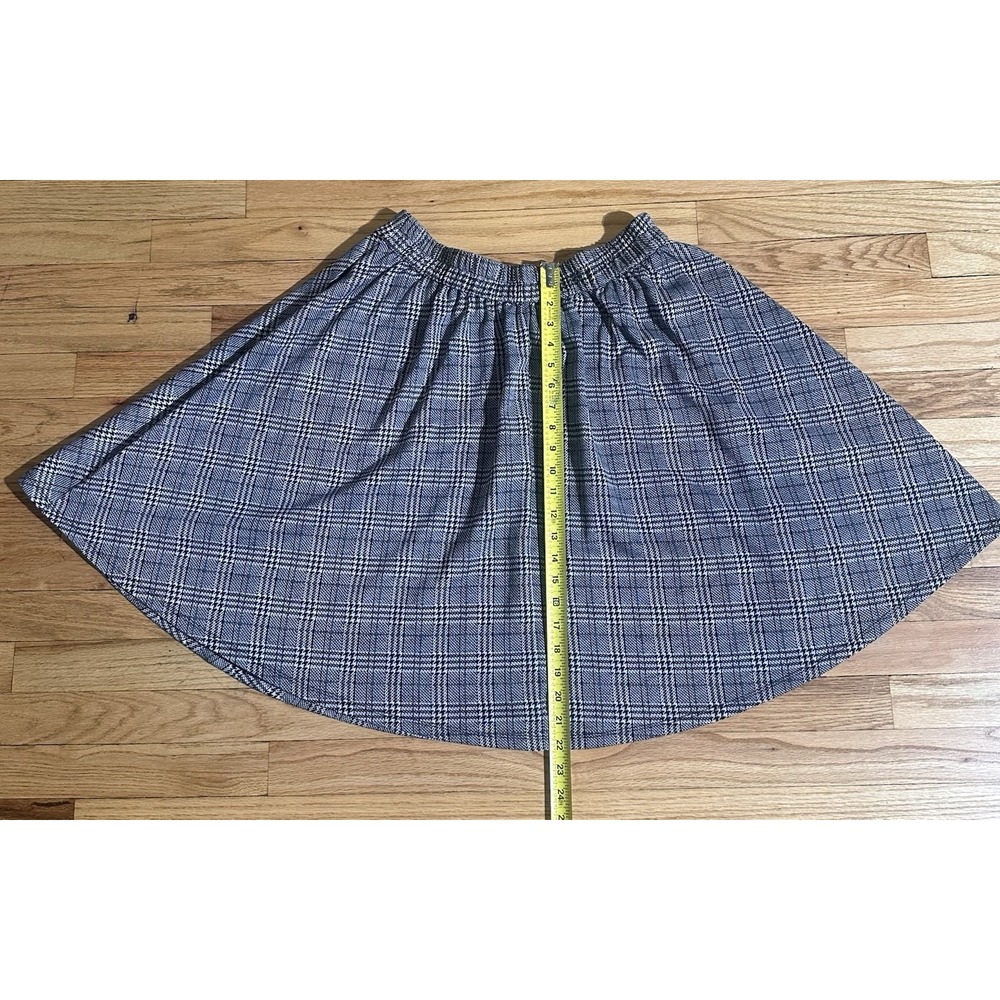 ModCloth Vintage Gray Glen Plaid Flared Skater Skirt Elastic Waist  Size L